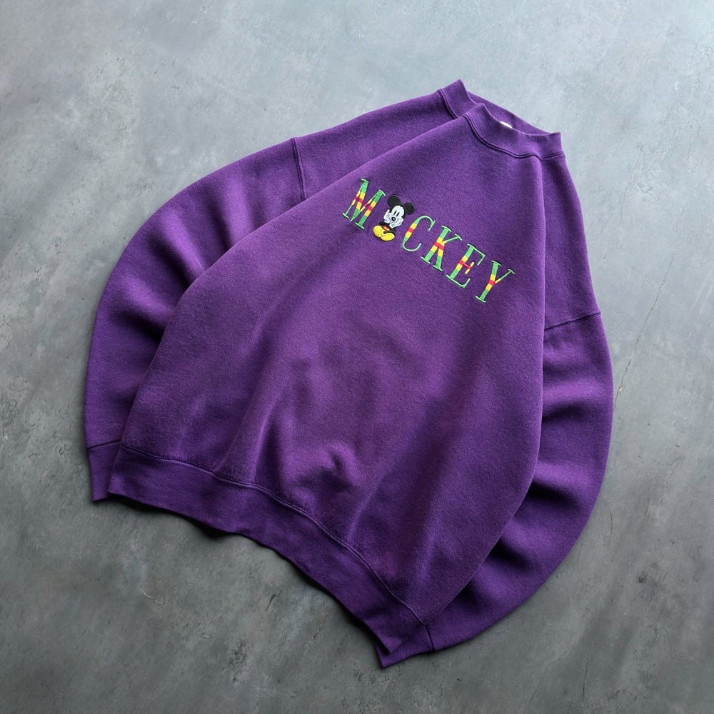 Vintage Mickey & Co Purple Mickey Mouse Embroidered Crewneck Sweatshirt USA Made